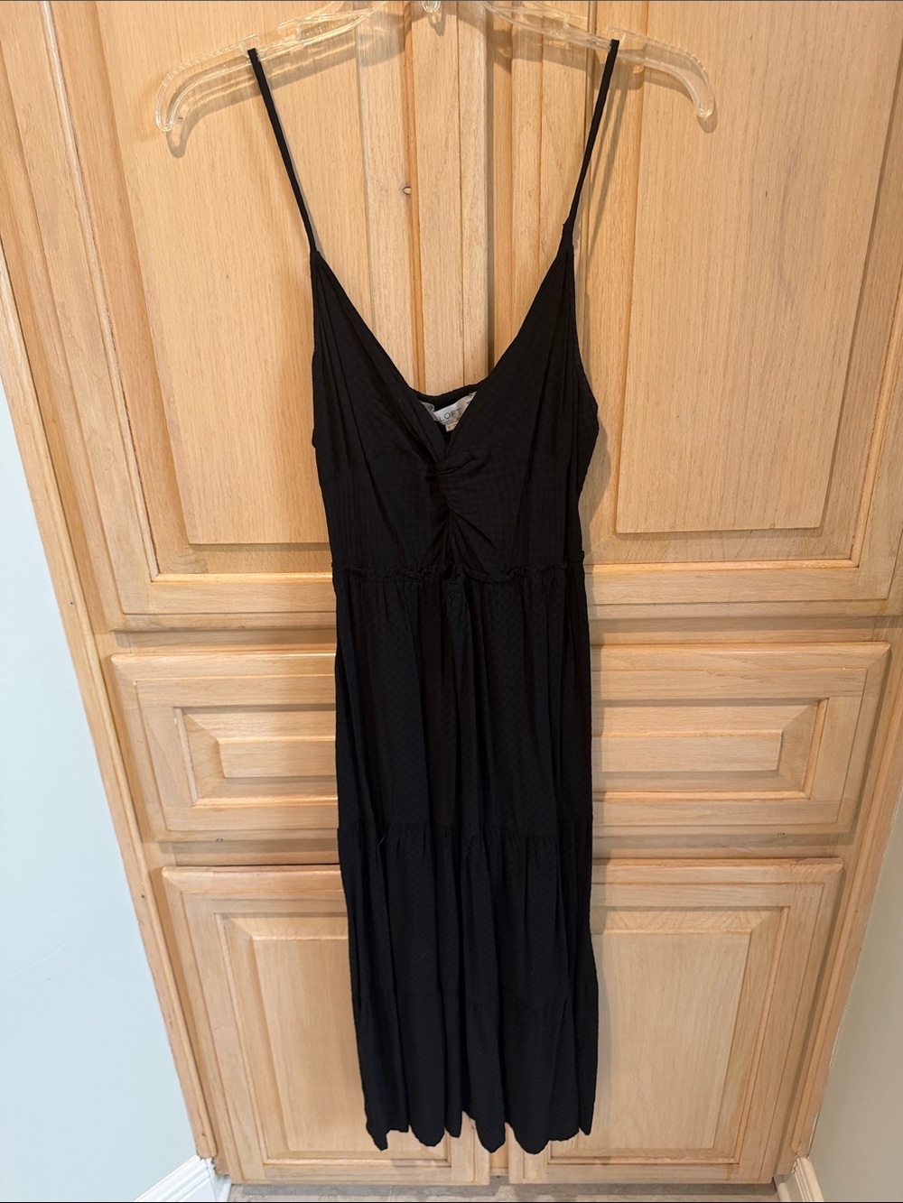 LOFT Black Tiered Maxi Dress with Spaghetti Straps